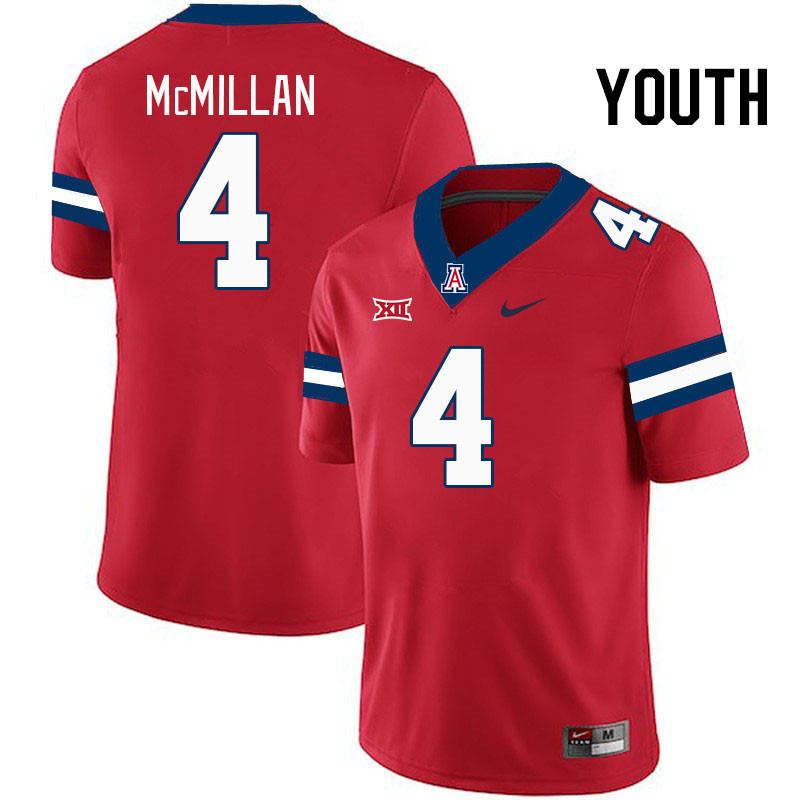 Youth #4 Tetairoa McMillan Arizona Wildcats Big 12 Conference College Football Jerseys Stitched-Red